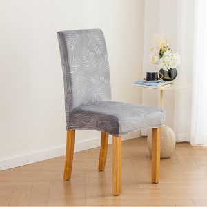 Custom silver fox velvet elastic ordinary restaurant chair cover, removable anti-fouling embossed breathable fabric chair cover