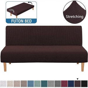 Sofa Bed Cover Futon Slipcover Solid Color Full Folding Elastic Armless Single Sofa Cover