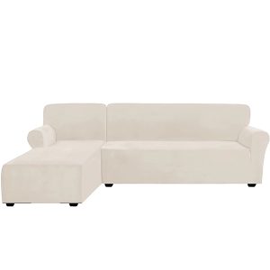 Lounge Removable Velvet 2 Pieces L-Shaped left Chaise +2seater Sectional Sofa Slipcover