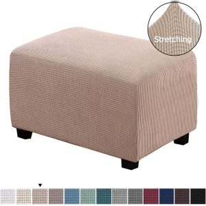 Ottoman Cover Rectangle Ottoman Slipcover Large Size Stretch Footstools Protector for Living Room Ottoman Prouf Cover