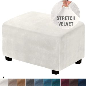Stretch Rectangle Storage Covers Velvet Large Size Ottoman Slipcovers Footstool Ottoman Cover for Protect