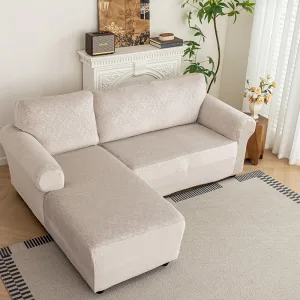 Lounge Removable  embossed Velvet 2 Pieces L-Shaped left Chaise +2/3 seater Sectional Sofa Slipcover