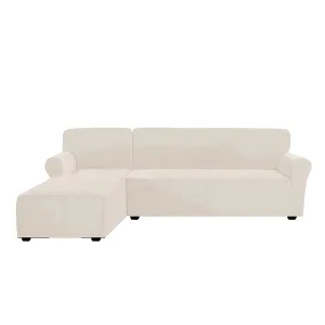 Lounge Removable Velvet 2 Pieces L-Shaped left Chaise +3 seater Sectional Sofa Slipcover