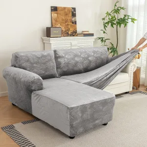 Lounge Removable  embossed Velvet 2 Pieces L-Shaped left Chaise +2/3 seater Sectional Sofa Slipcover