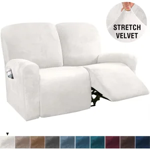 New Hot Sale Stretch Recliner Slipcovers 6 Pieces Recliner Chair Covers Two Seat Velvet Recliner Sofa Slipcover